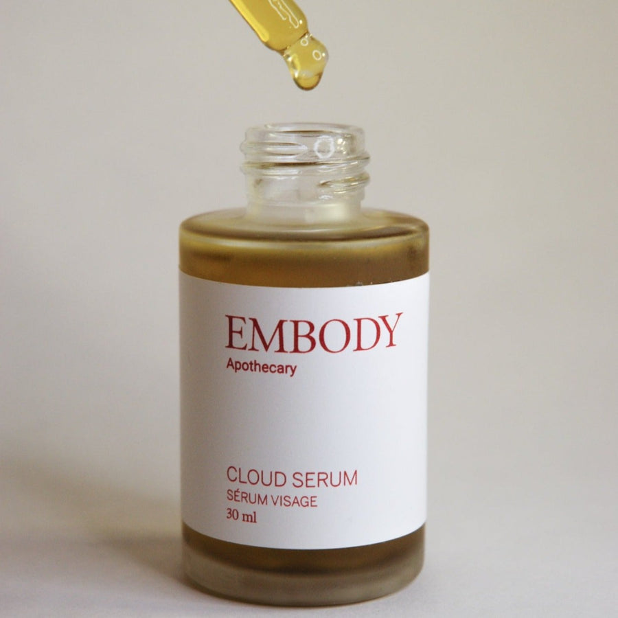 Cloud Serum, made for sensitive skin,  sits on a white background